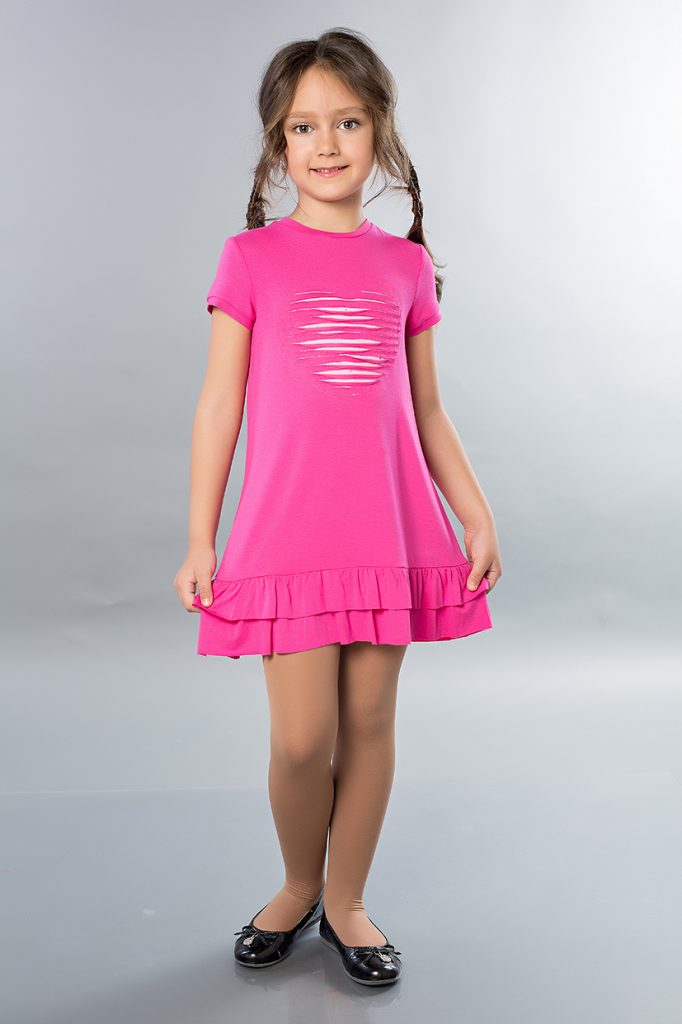 Трикотажное платье Д 5120 – цвет фуксия