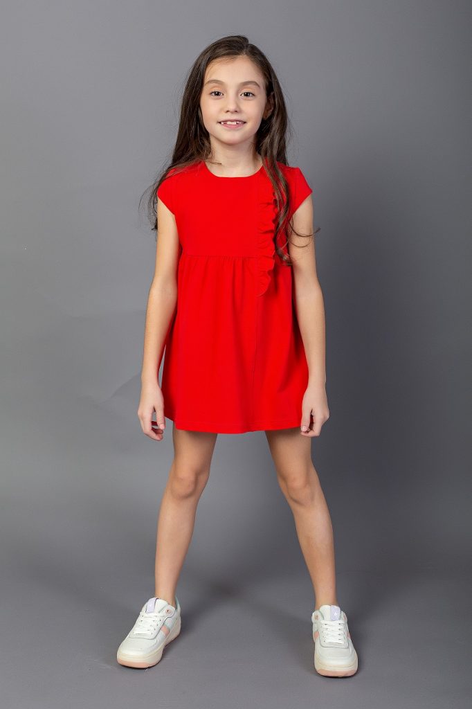 Трикотажное платье Д 5128 красного цвета