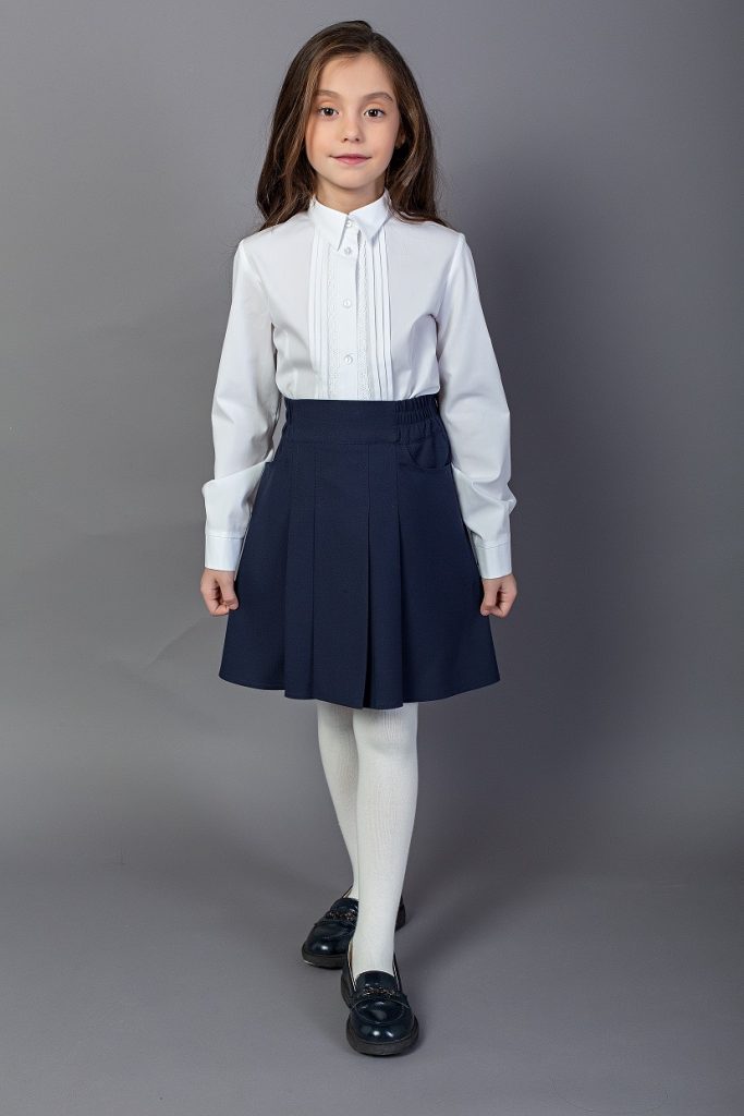 Школьная блузка Д 5274-01 на планке с кружевом
